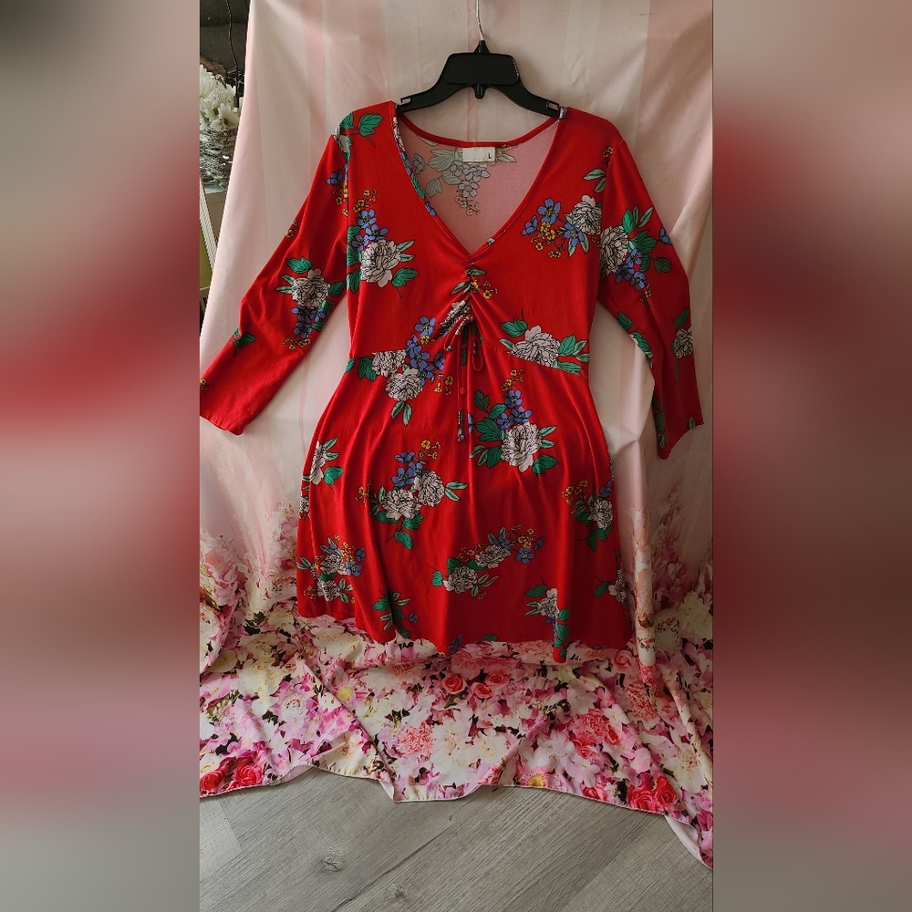 Red floral dress in size L unbranded - Picture 9 of 10